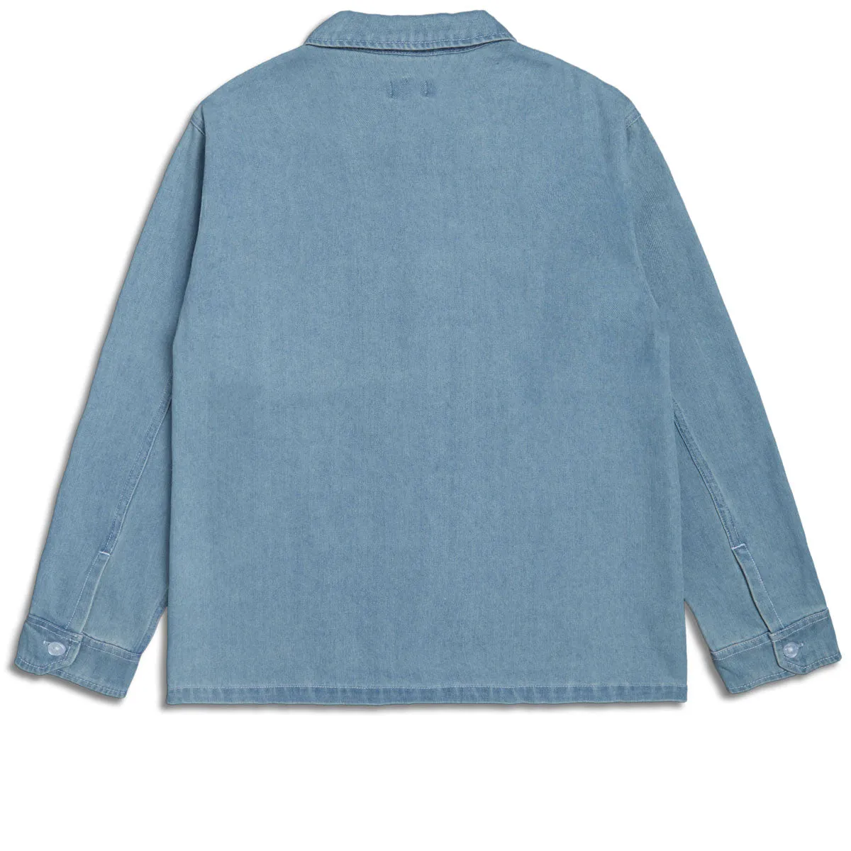 Embellished Neckline CCS Box Denim Shirt - Light Blue