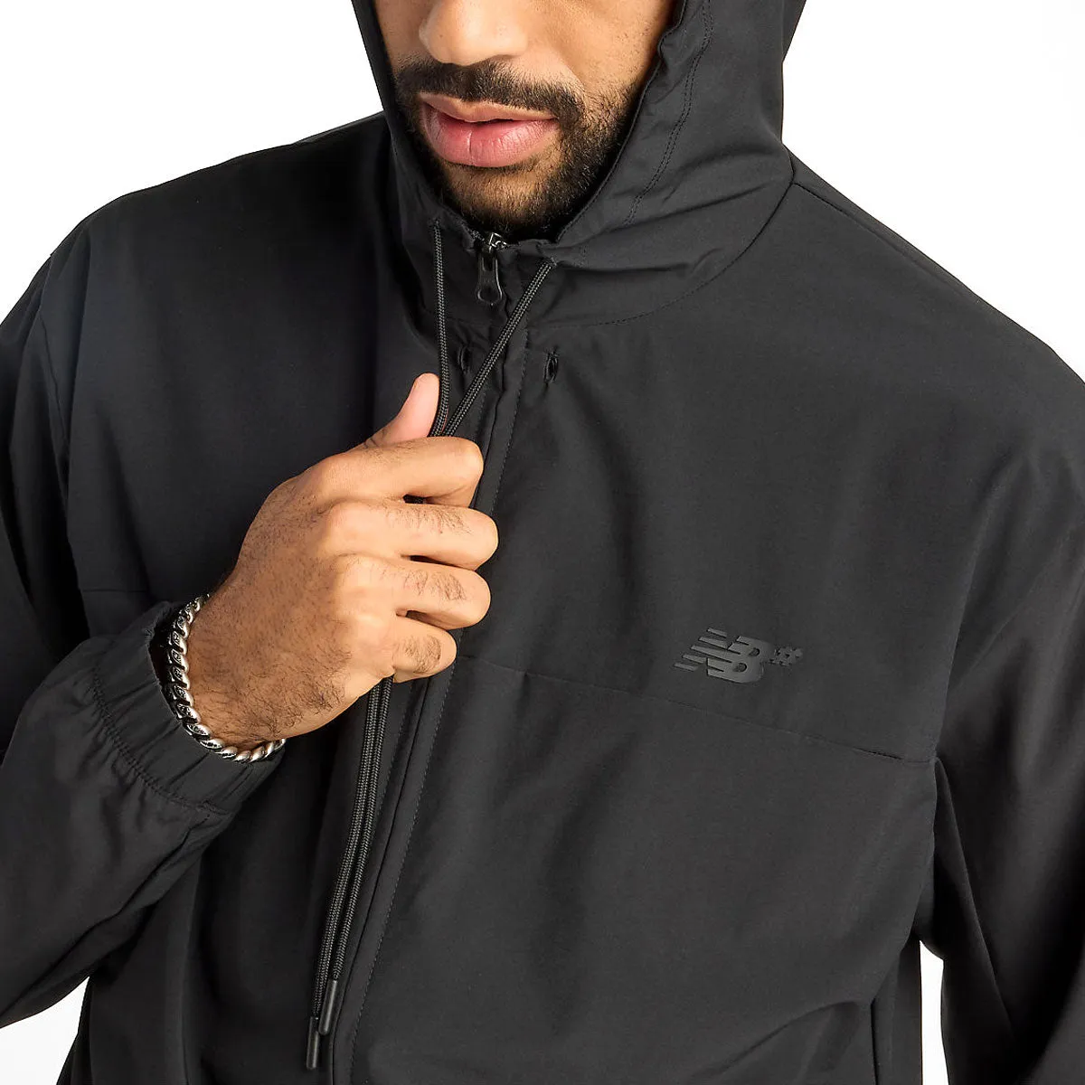 High Visibility Trim New Balance Numeric Woven Full Zip Jacket - Black