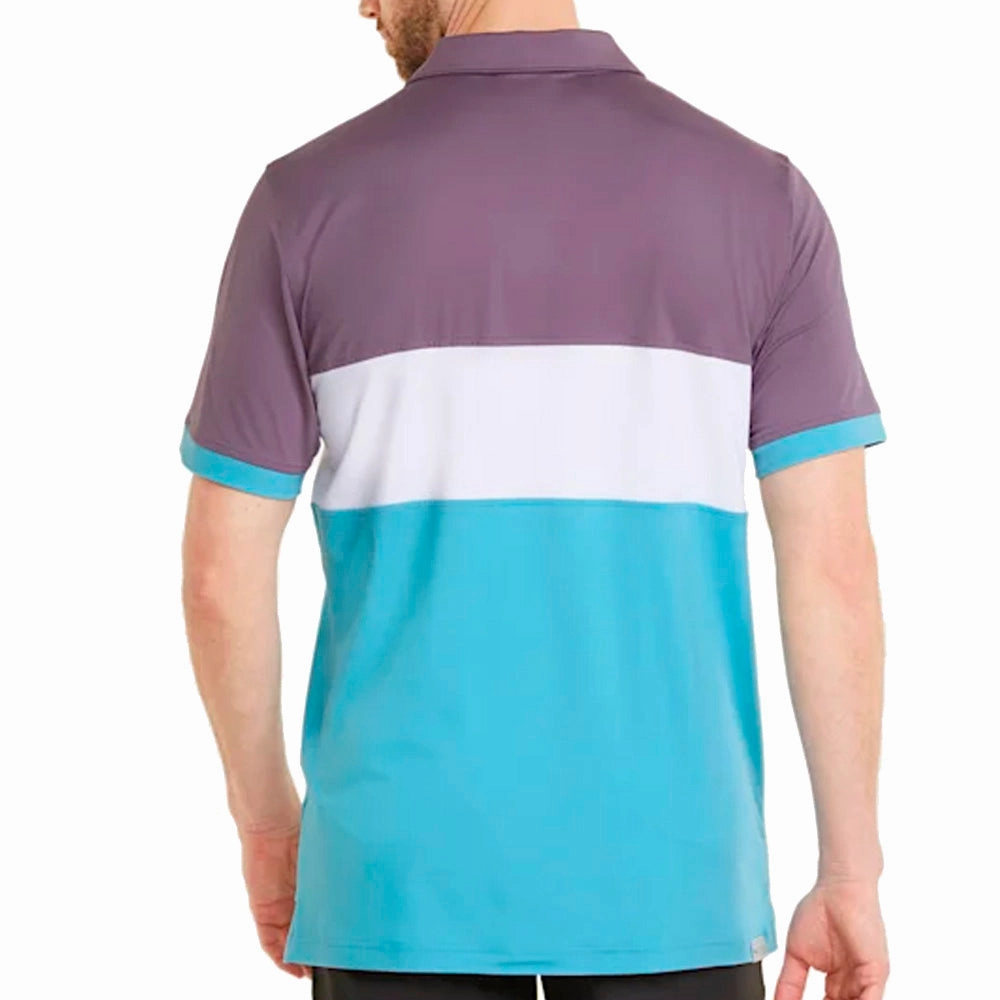 Travel Light Tagless Comfort Puma Cloudspun Highway Polo Shirt - Purple Charcoal/Dusty Aqua