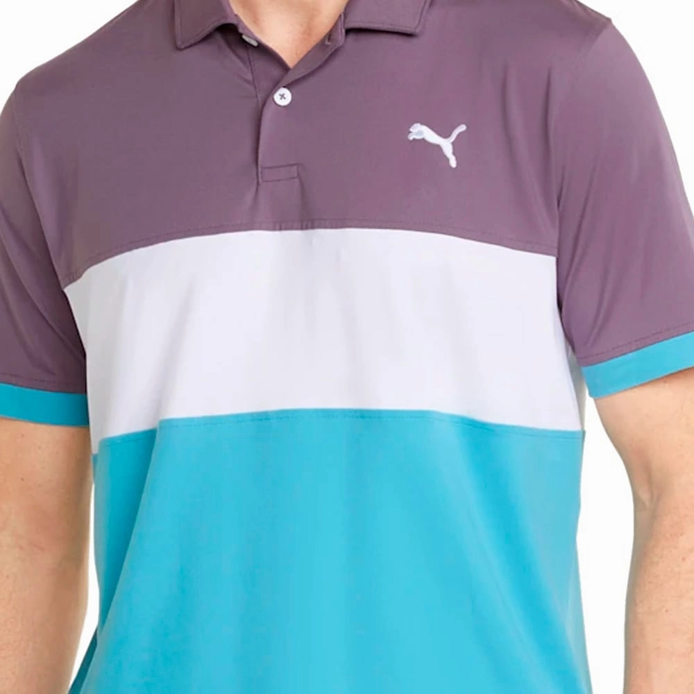 Puma Cloudspun Highway Polo Shirt - Purple Charcoal/Dusty Aqua Sporty Top Casual Chic Look