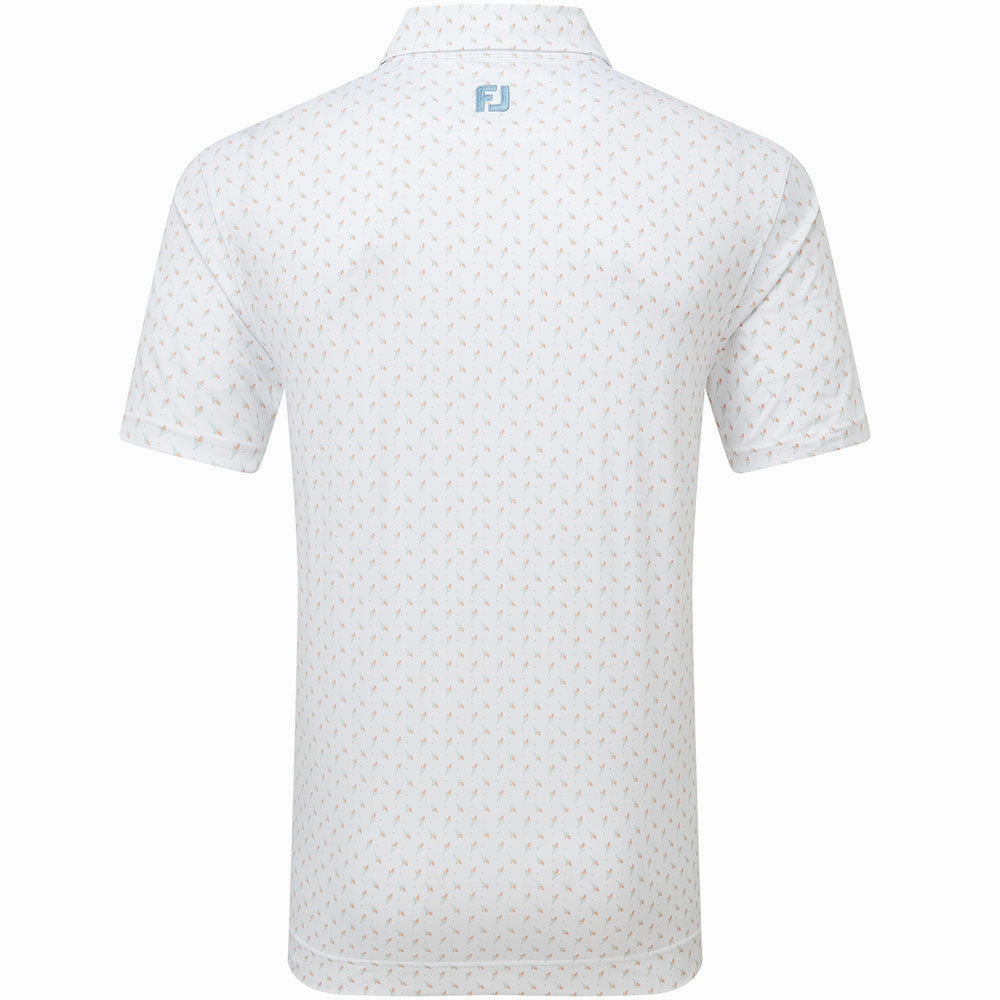 FootJoy Flower Bud Foulard Lisle Polo Shirt - White OversizedSilhouette