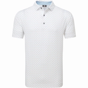 Thermal Regulation Fabric FootJoy Flower Bud Foulard Lisle Polo Shirt - White