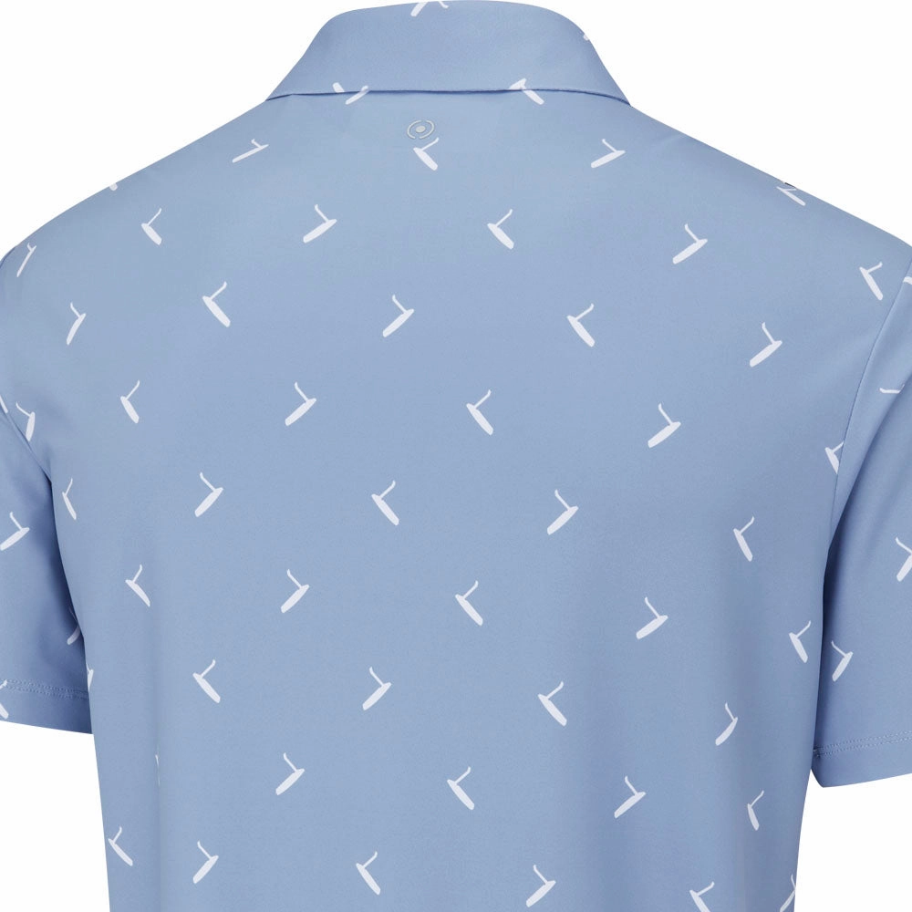 Ping Gold Putter Printed Polo Shirt - Spring Blue Multi Stretchable Knit