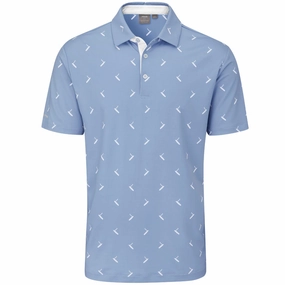Ping Gold Putter Printed Polo Shirt - Spring Blue Multi Men's
