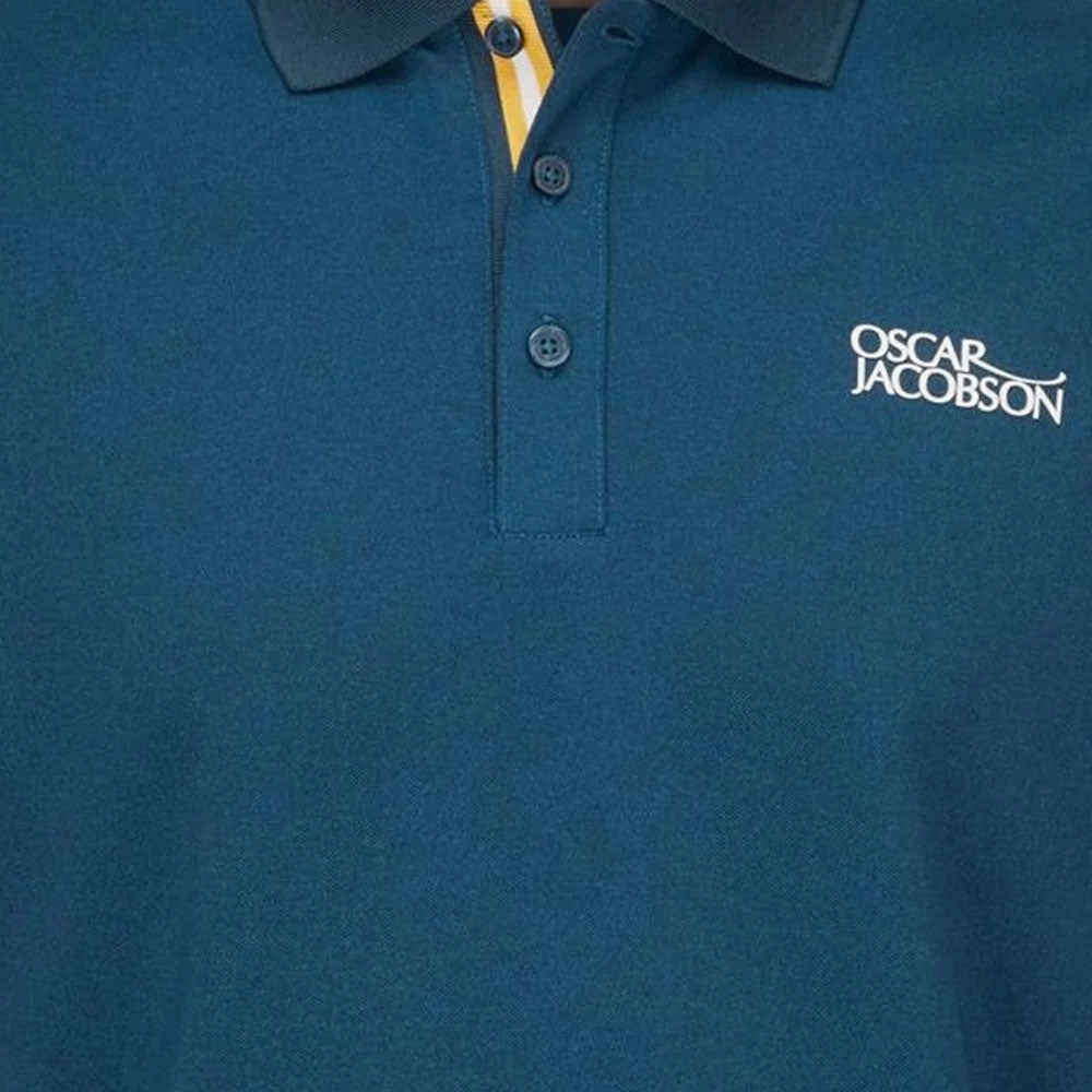 Oscar Jacobson Durham Tour Polo Shirt - Teal/Ochre BreathableFabric sale season
