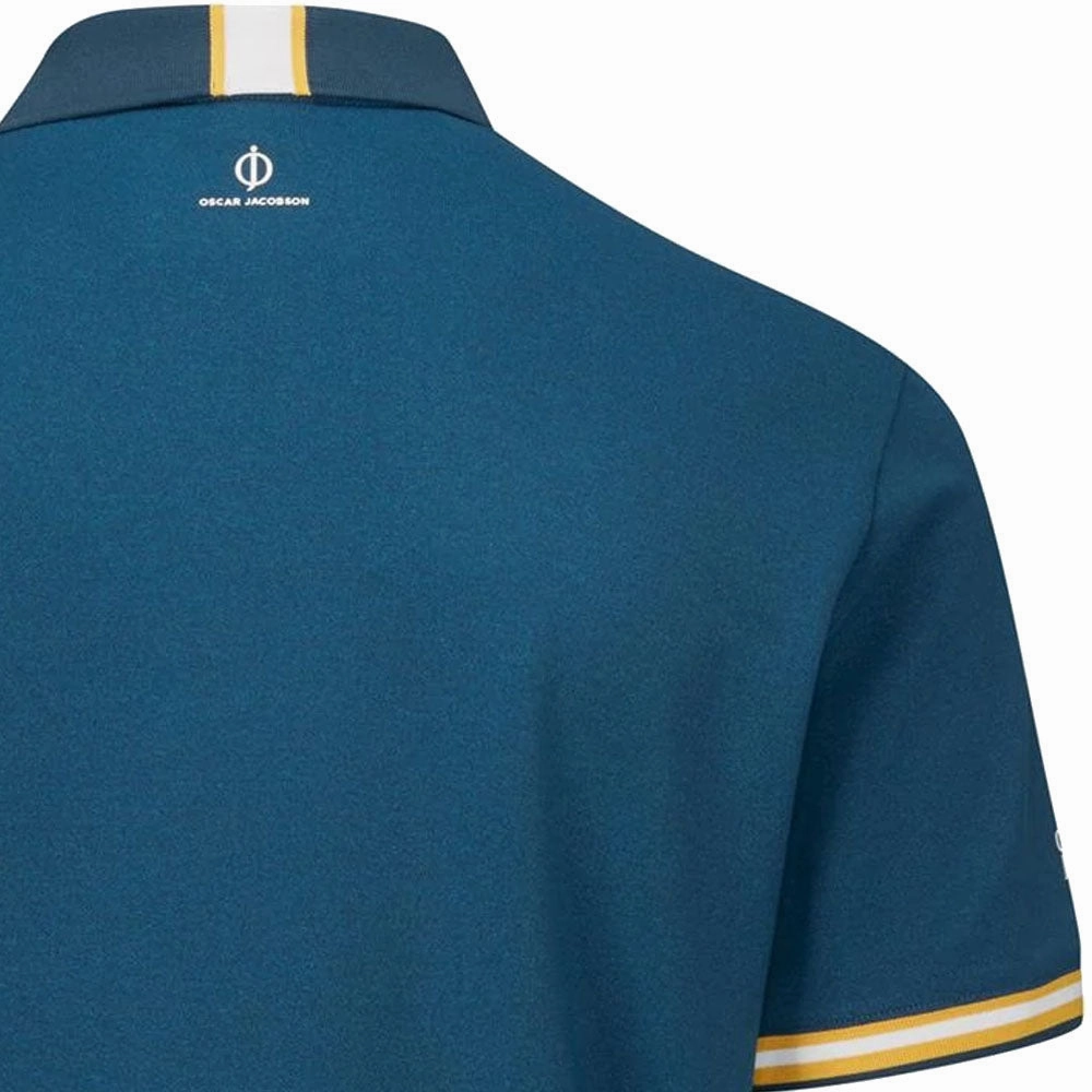 Oscar Jacobson Durham Tour Polo Shirt - Teal/Ochre Sports Outfit Classic Cut