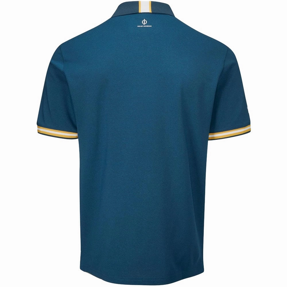 Anti Shrinkage Treatment Comfort Style Oscar Jacobson Durham Tour Polo Shirt - Teal/Ochre