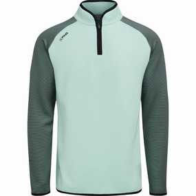 Modern Aesthetic Ping Strio 1/2 Zip Mid Layer  - Misty Green/Black