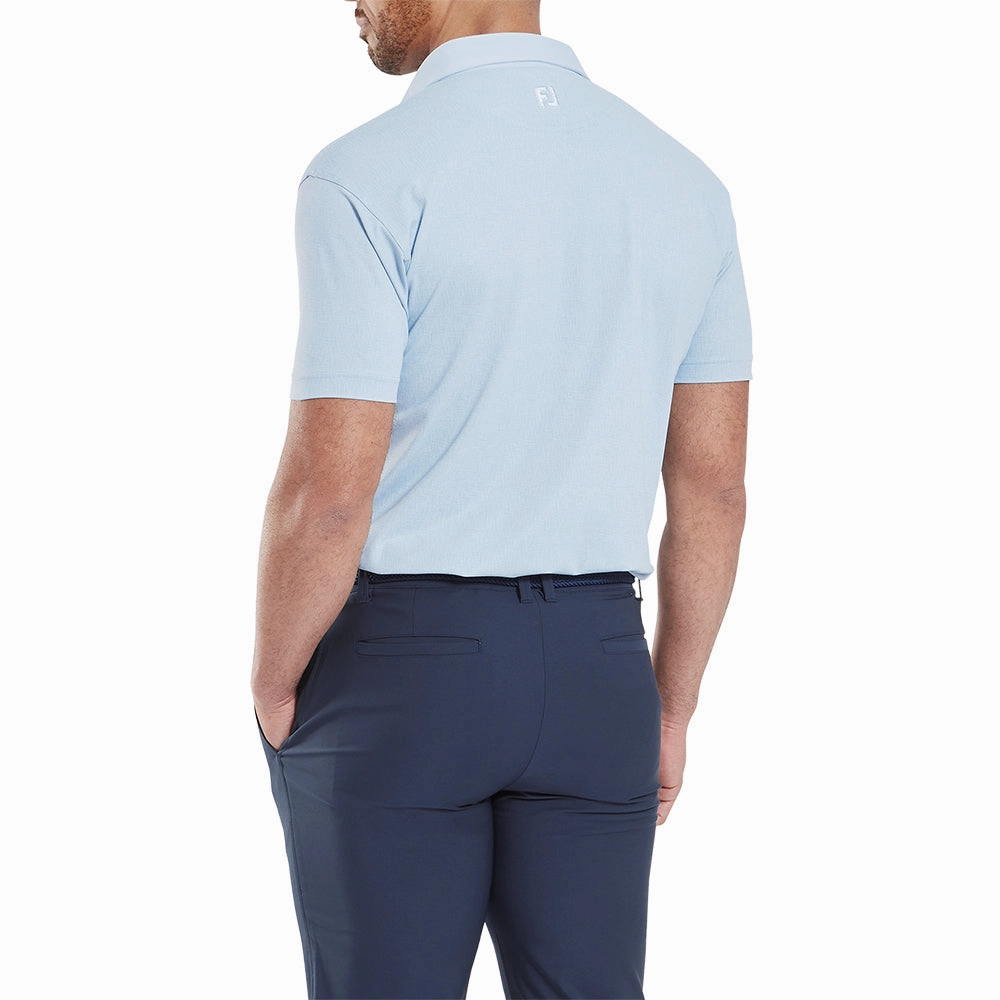 DoubleStitchedHem FootJoy Etched Texture Print Lisle Polo Shirt - Skyway