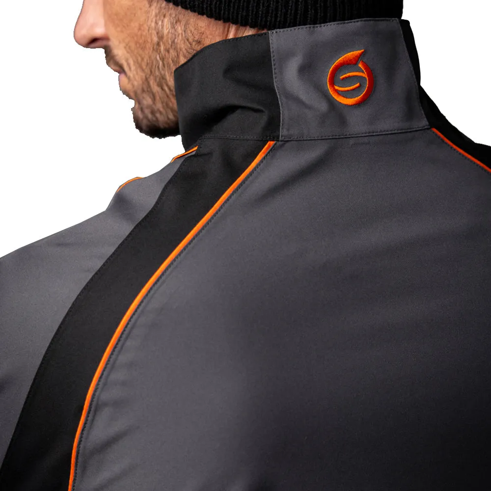 VentilatedBackPanel Sustainable Material Sunderland Typhoon Waterproof Golf Jacket - Navy/Silver/White