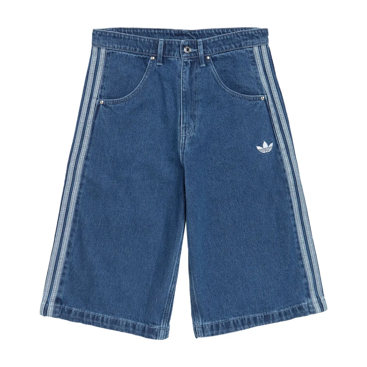 tie-dye look sequined details Adidas Denim Firebird Shorts - Medium Blue