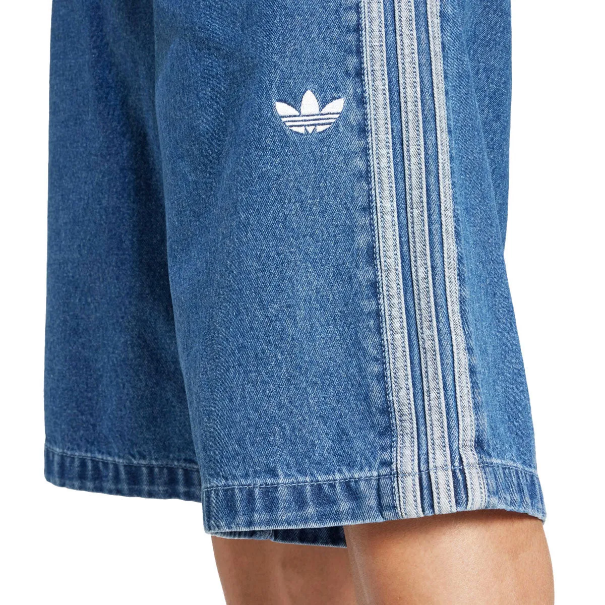 Fair trade low - rise Adidas Denim Firebird Shorts - Medium Blue