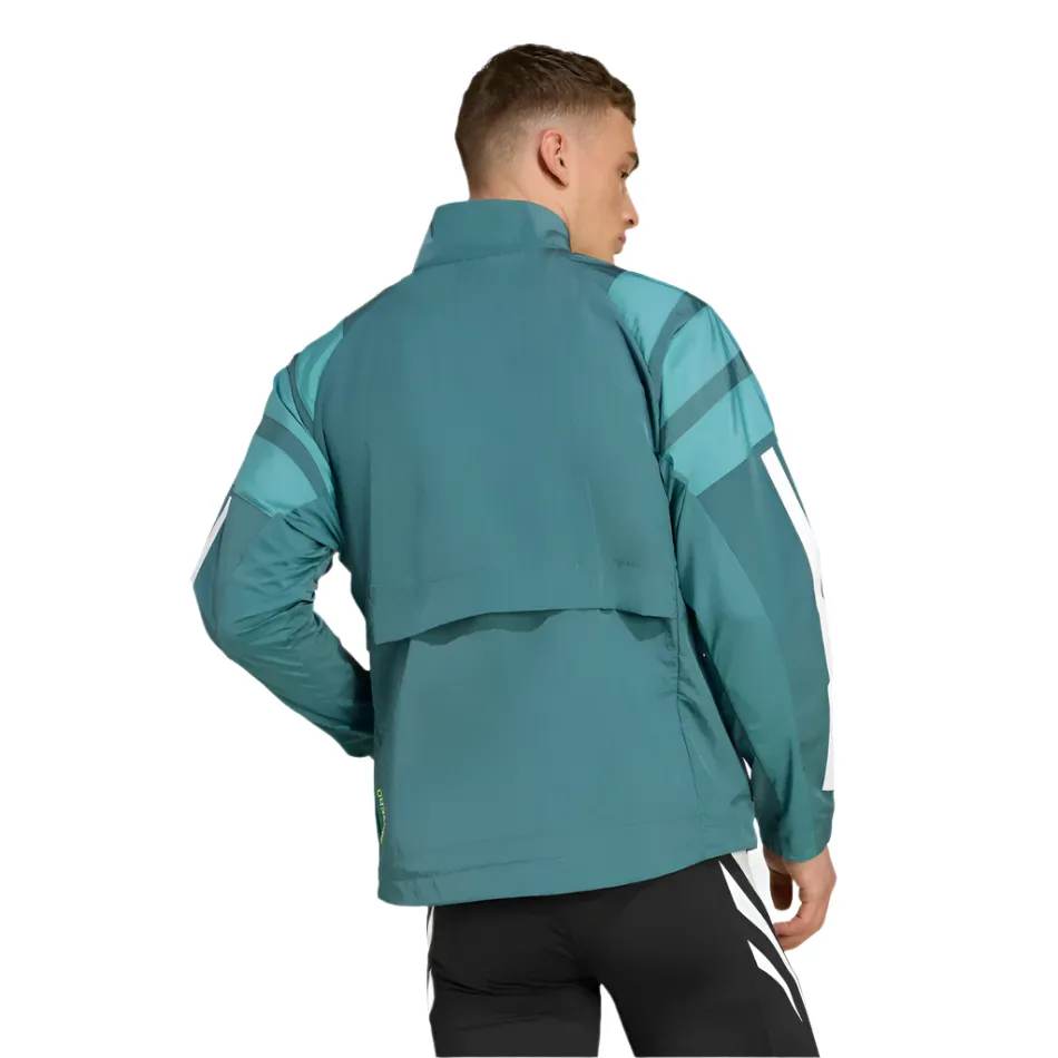 Adidas Men's Adizero Archive Running Jacket in Preloved Teal AW25 Durable Corrosion Resistant Zippers