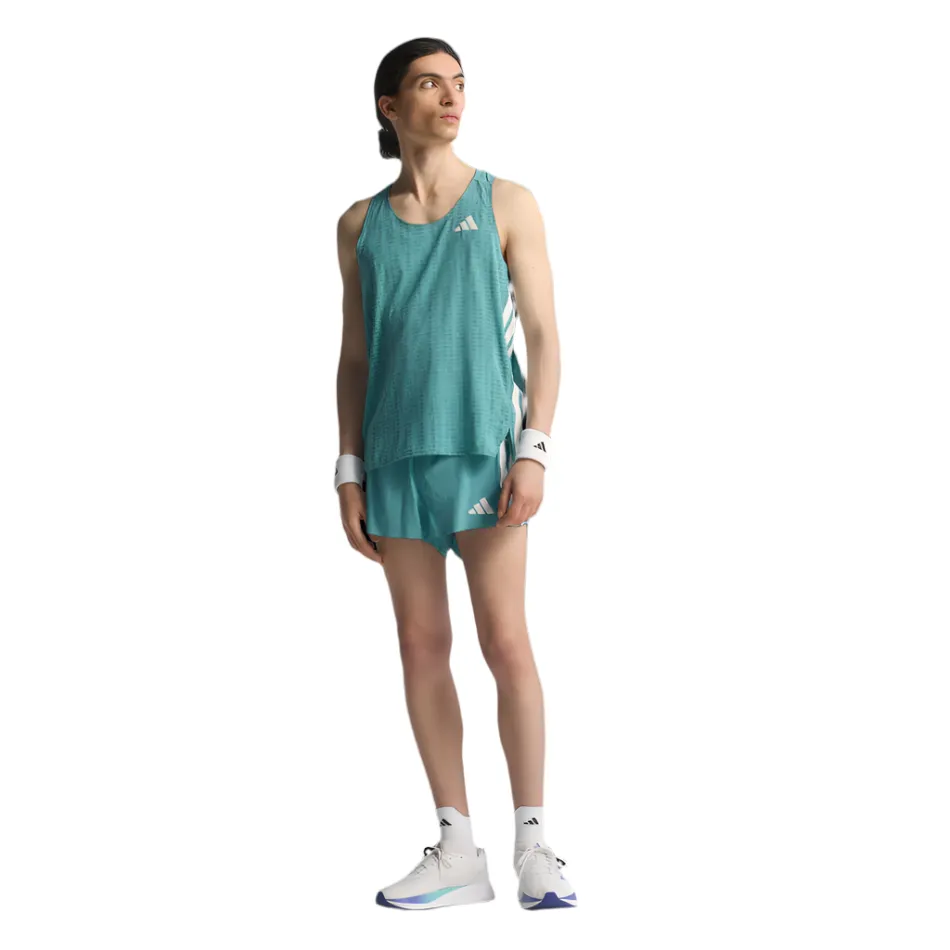 adidas Men's Adizero Running Singlet in Powder Teal/Preloved Teal AW25 Traditional