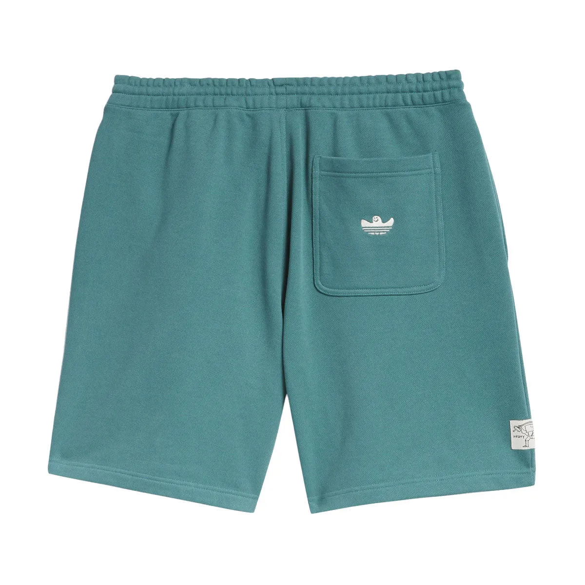 Double Needle Stitching Roll-up style Adidas Shmoo Heavyweight Shorts - Teal/Aluminum