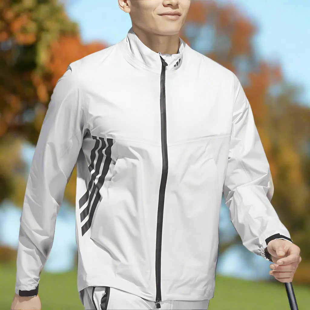 adidas Ultimate365 Tour CLIMAPROOF  Full-Zip Waterproof Jacket - Grey One Asymmetric Hemline