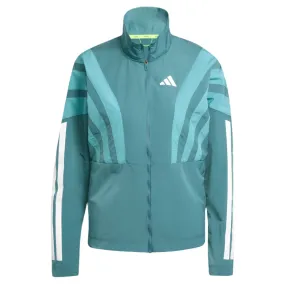adidas Women's Adizero Archive Running Jacket in Preloved Teal AW25 Heat Trapping Layer Lightweight Lining