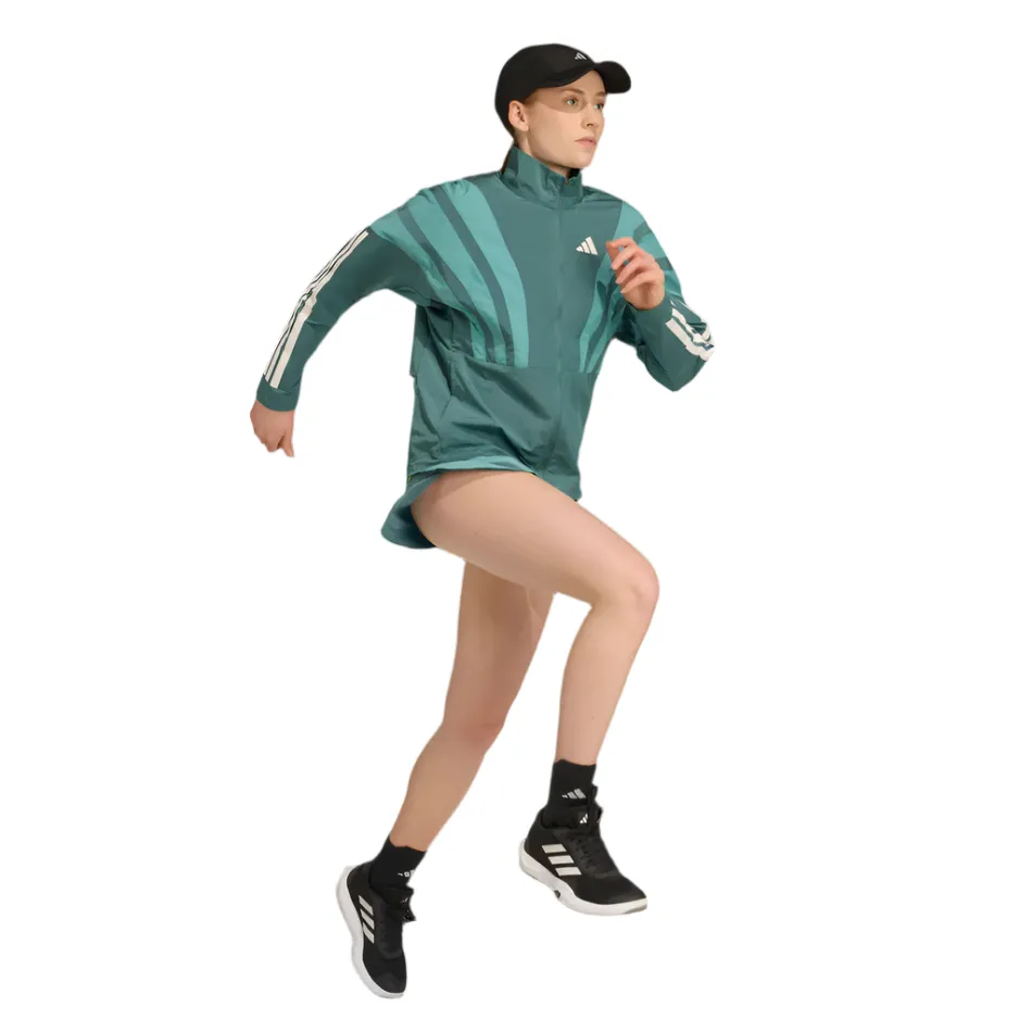 Breathable City Style Soft Layers adidas Women's Adizero Archive Running Jacket in Preloved Teal AW25