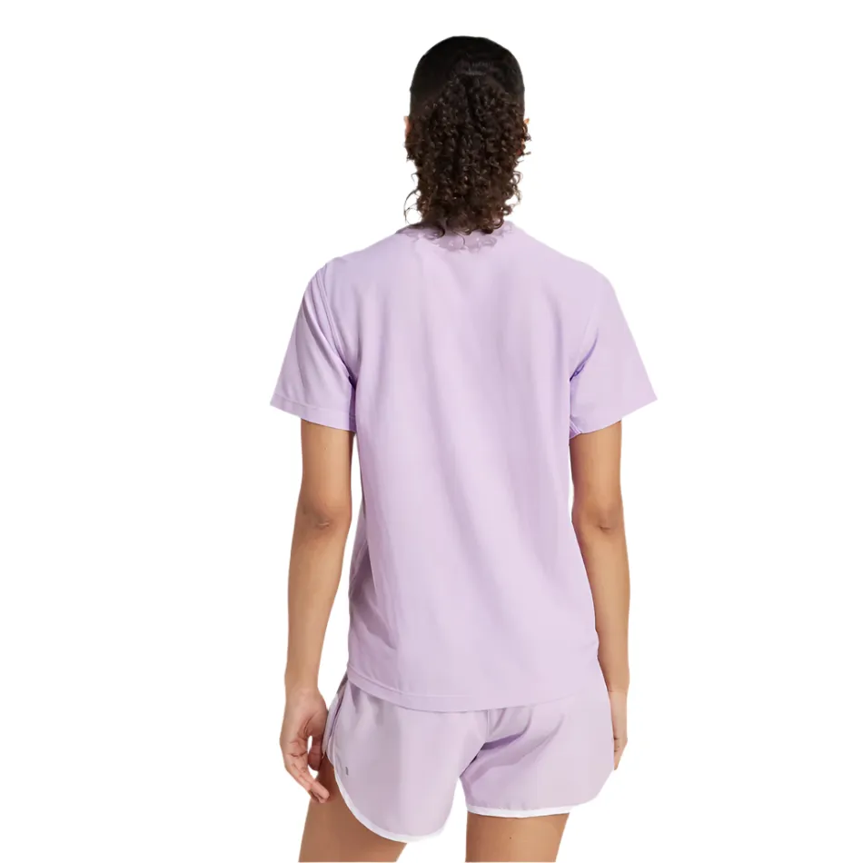 Adidas Women's Own The Run T-Shirt in Powder Plum AW25 Premium Weave Technique Trendy Wear