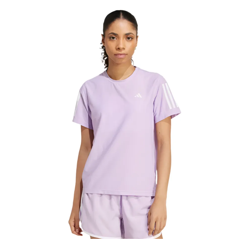Classic Fit Adidas Women's Own The Run T-Shirt in Powder Plum AW25 Premium Weave Technique