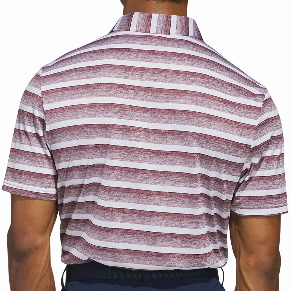 SoftenedNeckline adidas 2 Color Stripe Polo Shirt - Aurora Ruby/White