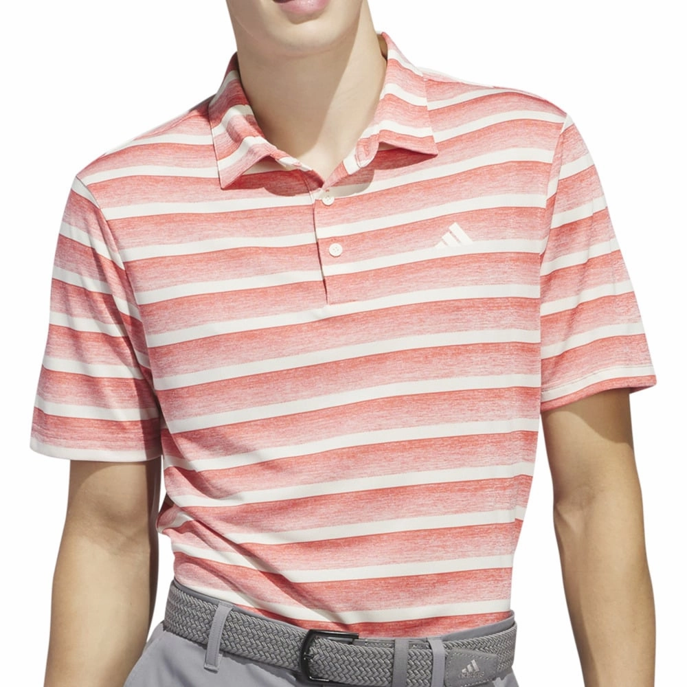adidas 2 Colour Stripe Polo Shirt - Preloved Scarlet/Ivory Embroidered