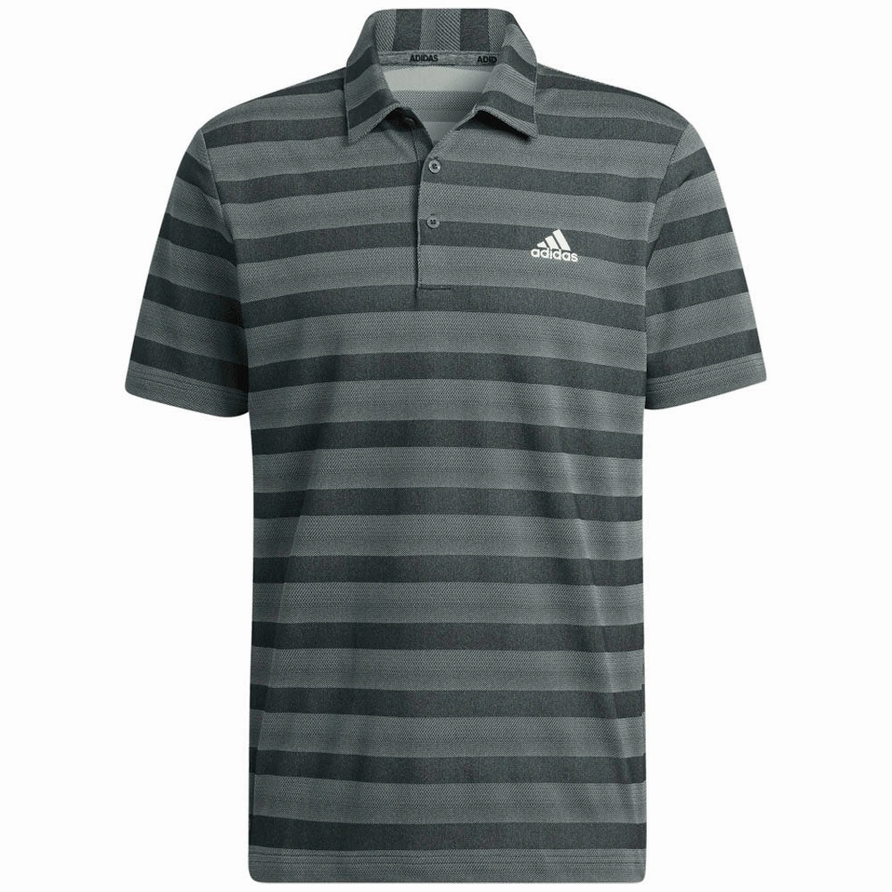 adidas 2 Colour Stripe Polo Shirt - Shadow Green/Linen Green Sporty Look Easy Care Material