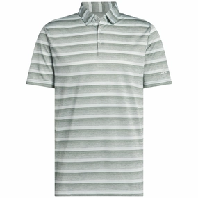 loose fitting Chic and Soft adidas 2 Colour Stripe Polo Shirt - Silver Green/Wonder Silver