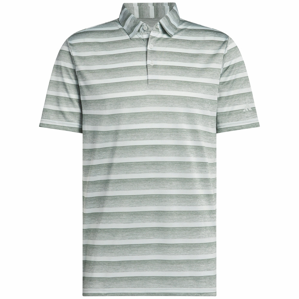 loose fitting Chic and Soft adidas 2 Colour Stripe Polo Shirt - Silver Green/Wonder Silver