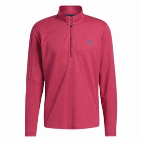 adidas 3-Stripe 1/4 Zip Sweater - Wild Pink Ribbed Cuffs