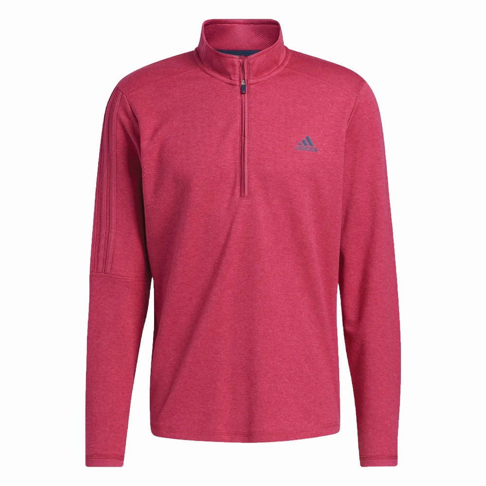 adidas 3-Stripe 1/4 Zip Sweater - Wild Pink Ribbed Cuffs