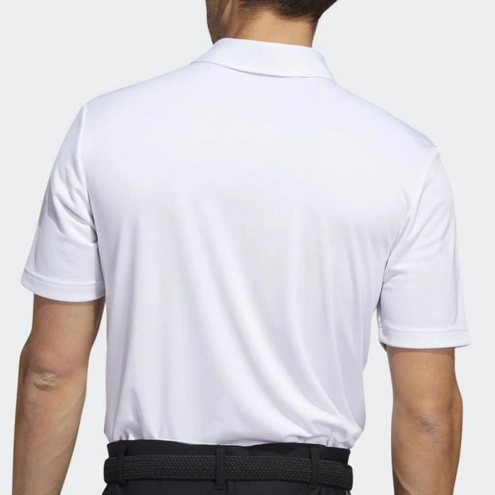 Flattering Fit MicroPiqueKnit adidas 3-Stripe Golf Polo Shirt - White/Black
