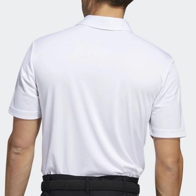 Flattering Fit MicroPiqueKnit adidas 3-Stripe Golf Polo Shirt - White/Black