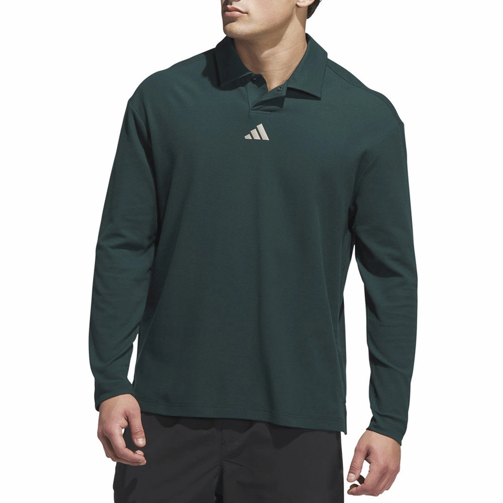 Classic and Comfy adidas Beyond Long Sleeve Loose Fit Polo Shirt - Aurora Ivy