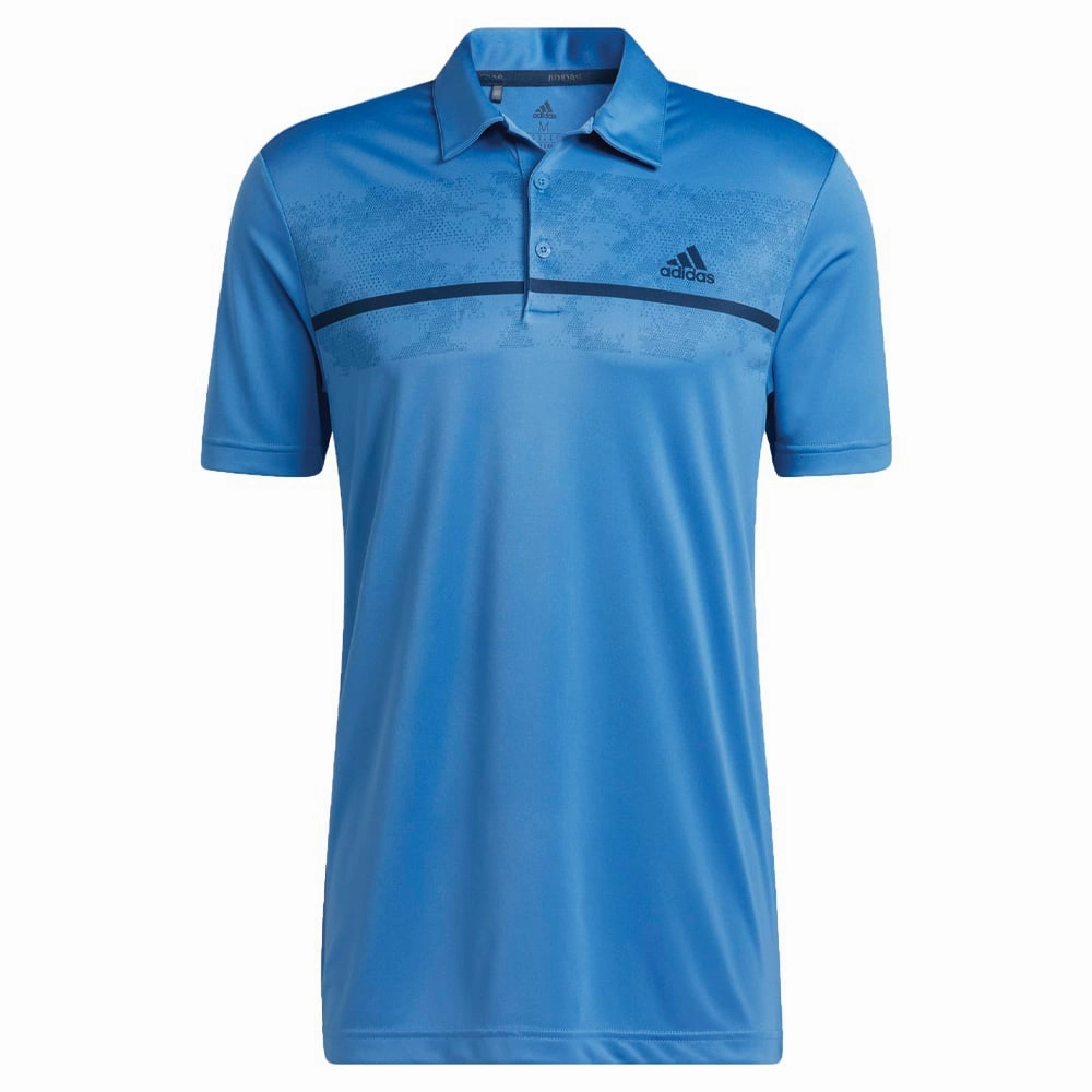 adidas Chest Print Polo Shirt - Focus Blue Simple Layer Easy Wear Look