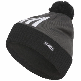 adidas COLD.RDY Three Stripe Pom Beanie - Grey Six Luxurious Detail Casual Sunday