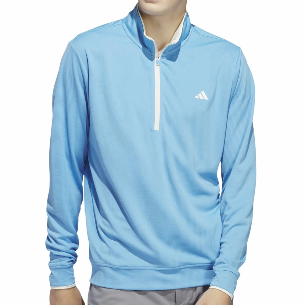 adidas Core Lightweight 1/4 Zip Pullover - Semi Blue Burst product display Essential Relaxed