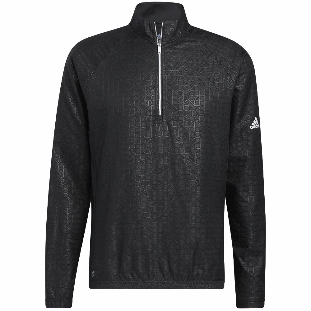 Cozy Layering Stretchy adidas Deboss 1/4 Zip Sweatshirt - Black