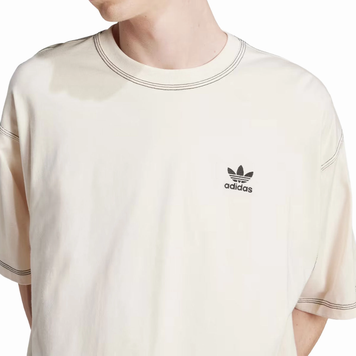 Reversible Design Concept Compact Stitch Pattern Adidas Essentials T-Shirt - Wonder White