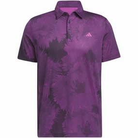 FlexibleKnit LayeredSleeveConstruction adidas Flower Mesh Polo Shirt - Black/Lucid Fuchsia