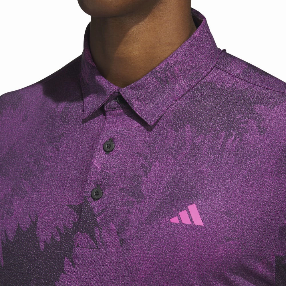 adidas Flower Mesh Polo Shirt - Black/Lucid Fuchsia Breathable Yarn Composition