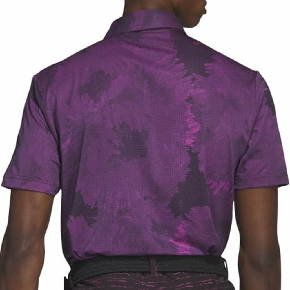 adidas Flower Mesh Polo Shirt - Black/Lucid Fuchsia Holiday Casual Weekend Wear