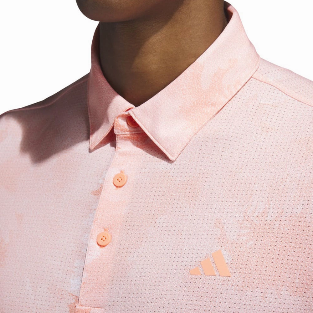 Fashion Layering Comfy Style adidas Flower Mesh Polo Shirt - Coral Fusion/White