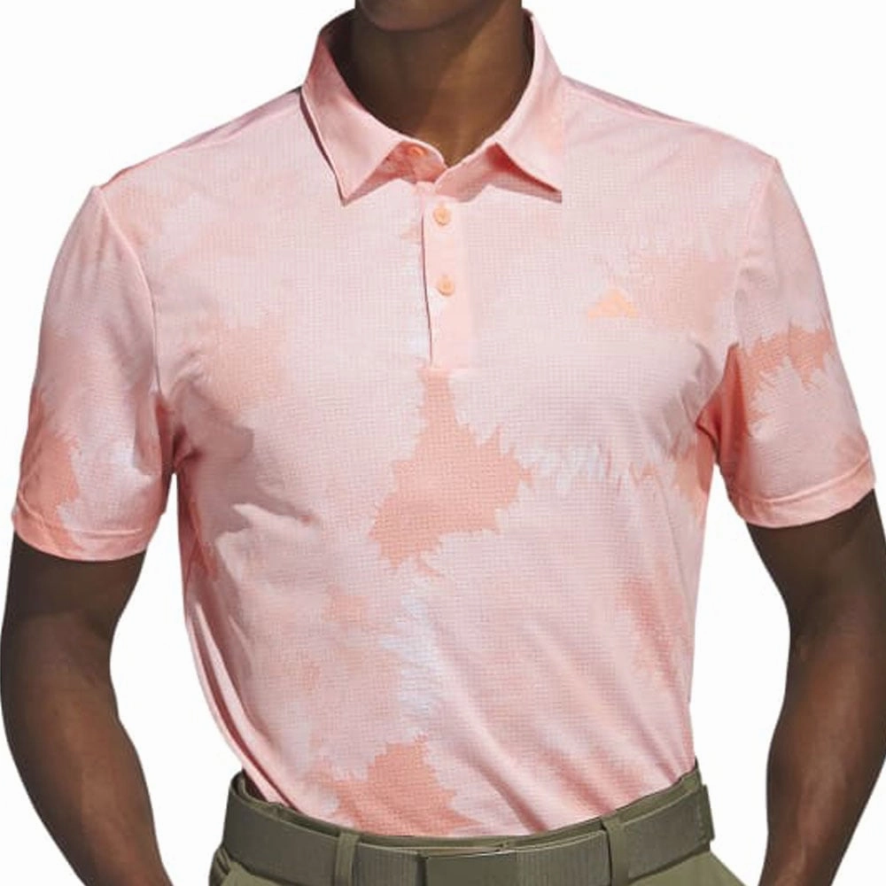 Classic Fit Perfect Style adidas Flower Mesh Polo Shirt - Coral Fusion/White