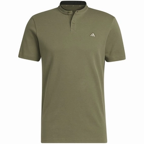 adidas Go-To Henley Polo Shirt - Olive Strata No Slip Shoulder Design DoubleStitched Seams