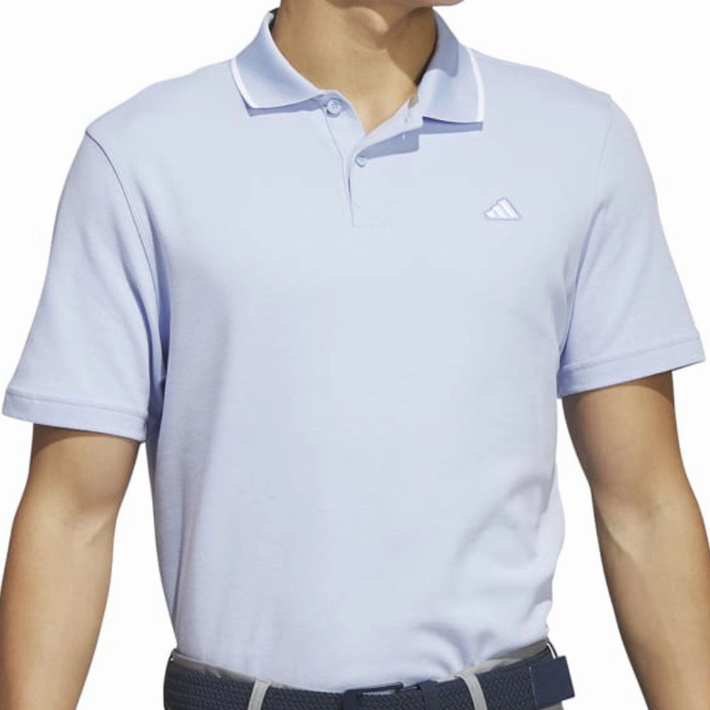 Formal Elegance Stretch Jersey Knit adidas Go-To Pique Polo Shirt - Blue Dawn