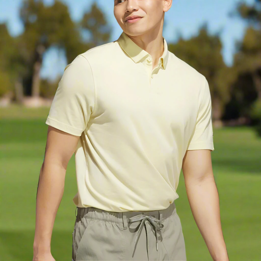 Button Down Street Style adidas Go-To Polo Shirt - Powder Yellow
