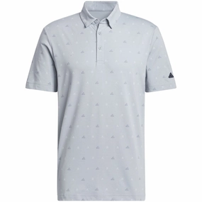 adidas Go-To Print 2 Polo Shirt - Light Grey Practical Wear ReinforcedShoulderPanels