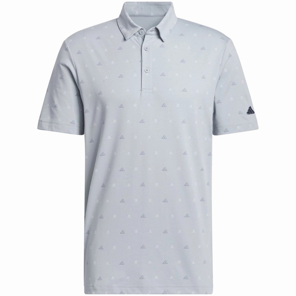 adidas Go-To Print 2 Polo Shirt - Light Grey Practical Wear ReinforcedShoulderPanels