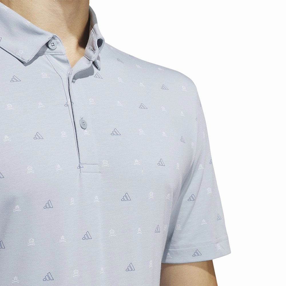 Antibacterial Treatment Cozy Style adidas Go-To Print 2 Polo Shirt - Light Grey